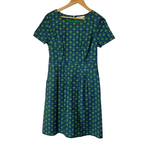 Boden Sierra Textured Dress in Aegean Blue Twin Spot Green Flower Print  Size 8 - Picture 2 of 12